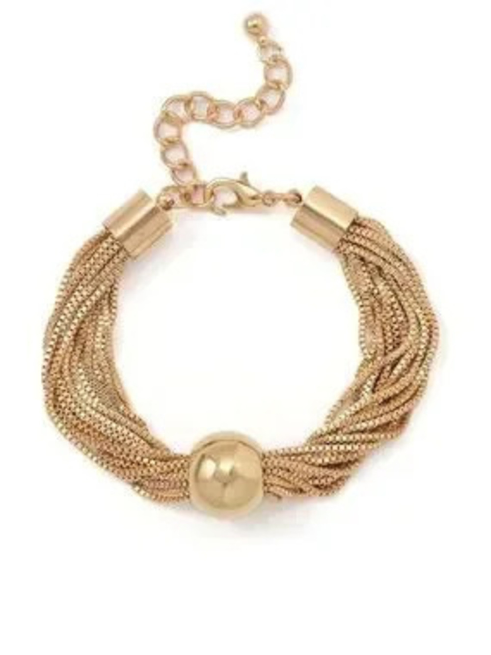 Gold Multi-Strand Braided Bracelet with Polished Bead